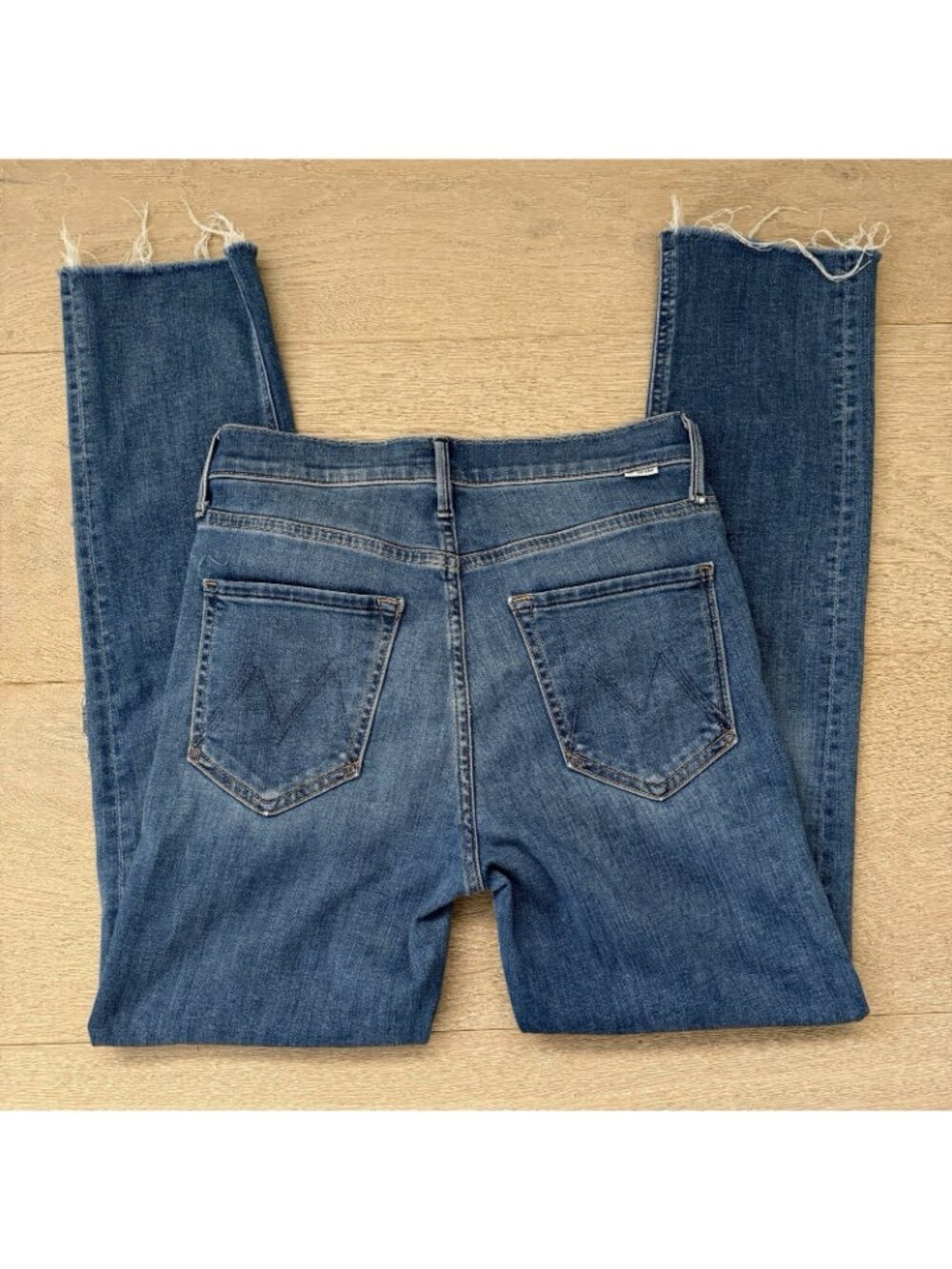 Mother Jeans Size 26 Cropped Raw Hem Blue Denim Cotton Spandex - Picture 4 of 8